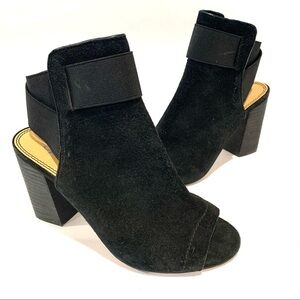 Splendid Diana Black Suede Peep Toe Booties